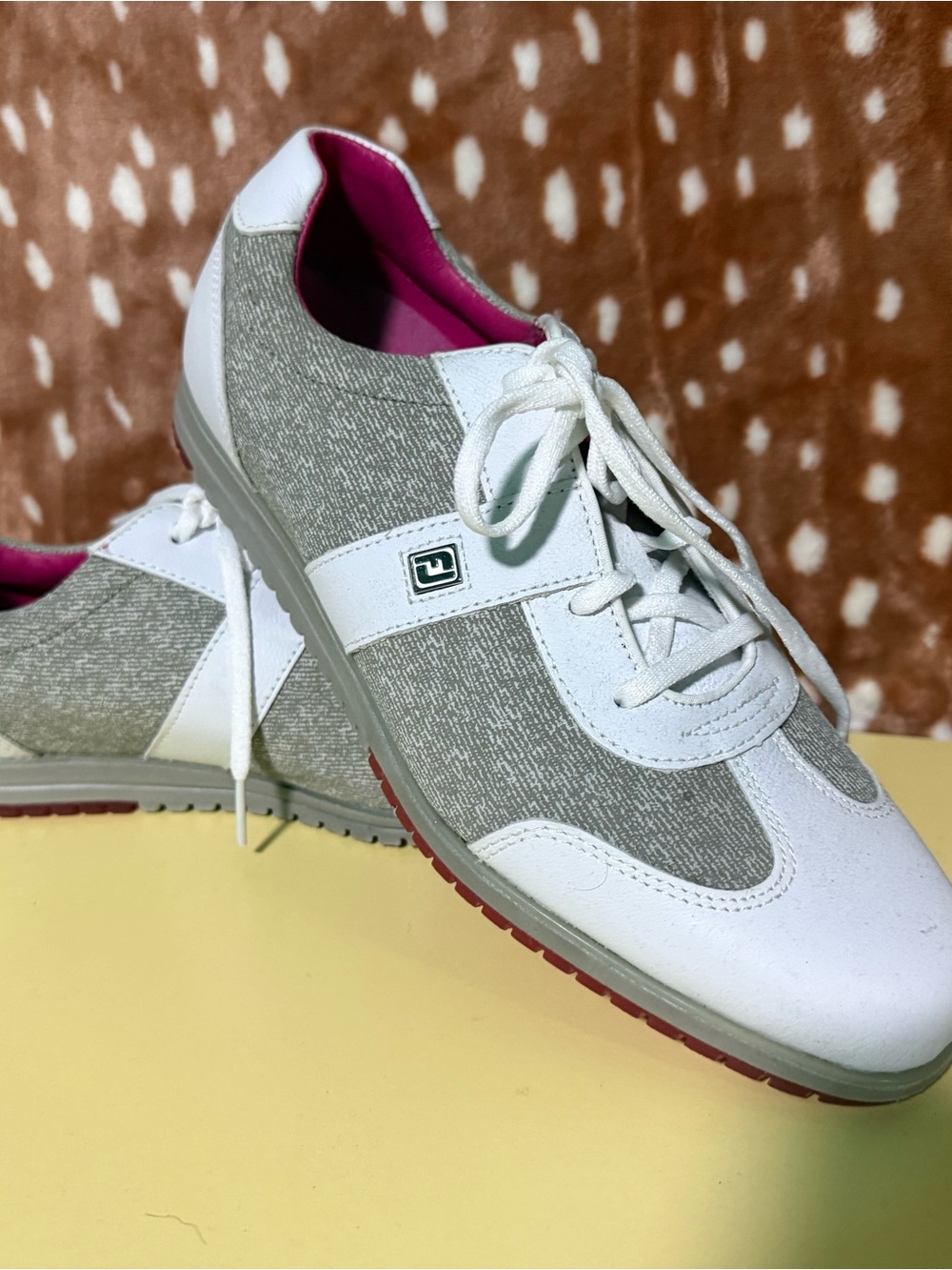 FootJoy White, Gray and Pink Golf Lace-Up Shoes
